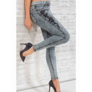 فيزون نسائي جينز مطرز لون رمادي EMN-551