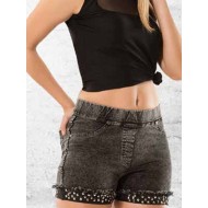 شورت نسائي جينز لون اسود حجري EMN-565