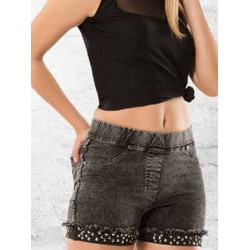 شورت نسائي جينز لون اسود حجري EMN-565 شورت نسائي جينز لون اسود حجري EMN-565