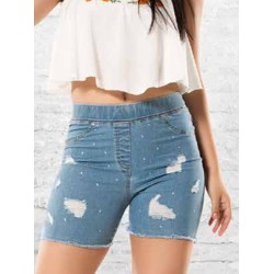 شورت نسائي جينز قص ليزر لون ازرق EMN-569 شورت نسائي جينز قص ليزر لون ازرق EMN-569