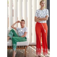 بيجاما مطرزة نصف كم FYZ-3438 بيجاما مطرزة نصف كم FYZ-3438