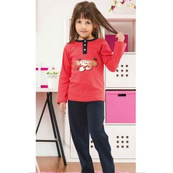 بيجاما بناتي تركية كم طويل لون احمر HMD-5122 بيجاما بناتي تركية كم طويل لون احمر HMD-5122