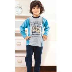 بيجاما ولادي تركية كم طويل لون رمادي HMD-5148