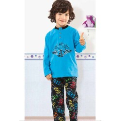 بيجاما ولادي تركية كم طويل لون ازرق فاتح HMD-5153