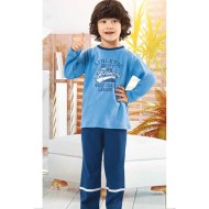 بيجاما ولادي تركية كم طويل لون ازرق فاتح HMD-5160