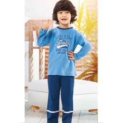 بيجاما ولادي تركية كم طويل لون ازرق فاتح HMD-5160