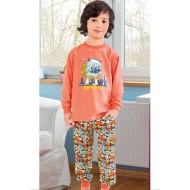 بيجاما ولادي تركية كم طويل لون السلمون HMD-5238