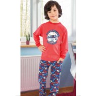 بيجاما ولادي تركية كم طويل لون زهري غامق HMD-5239