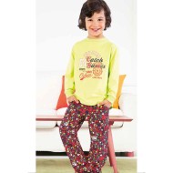 بيجاما ولادي تركية كم طويل لون اصفر HMD-5241