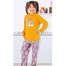 بيجاما بناتي تركية كم طويل لون برتقالي HMD-5265 بيجاما بناتي تركية كم طويل لون برتقالي HMD-5265