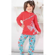 بيجاما بناتي تركية  كم طويل لون احمر HMD-5267