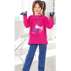 بيجاما بناتي تركية كم طويل لون زهري غامق HMD-5269 بيجاما بناتي تركية كم طويل لون زهري غامق HMD-5269