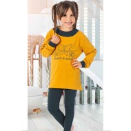 بيجاما بناتي تركية  كم طويل لون برتقالي HMD-5271