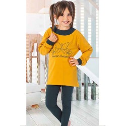 بيجاما بناتي تركية كم طويل لون برتقالي HMD-5271 بيجاما بناتي تركية كم طويل لون برتقالي HMD-5271