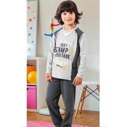 بيجاما ولادي تركية كم طويل لون رمادي HMD-5352