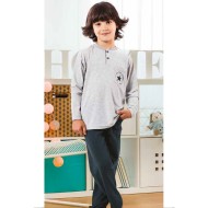 بيجاما ولادي تركية كم طويل لون رمادي HMD-5355