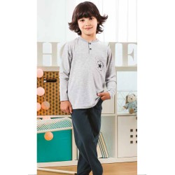 بيجاما ولادي تركية كم طويل لون رمادي HMD-5355