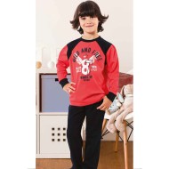 بيجاما ولادي تركية كم طويل لون زهري غامق HMD-5356