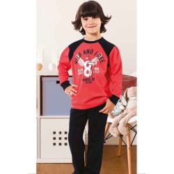 بيجاما ولادي تركية كم طويل لون زهري غامق HMD-5356