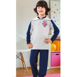 بيجاما ولادي تركية كم طويل لون رمادي HMD-5357