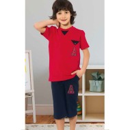 بيجاما كابري ولادي تركية لون احمر HMD-5400