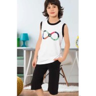 بيجاما كابري ولادي تركية لون ابيض HMD-5404