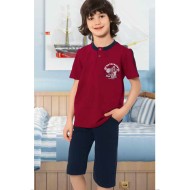 بيجاما كابري ولادي تركية لون عنابي HMD-5408