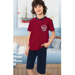 بيجاما كابري ولادي تركية لون عنابي HMD-5408 بيجاما كابري ولادي تركية لون عنابي HMD-5408