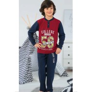 بيجاما ولادي تركية كم طويل لون عنابي HMD-5426