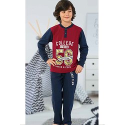 بيجاما ولادي تركية كم طويل لون عنابي HMD-5426