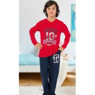 بيجاما ولادي تركية كم طويل لون احمر HMD-5427