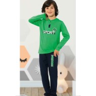 بيجاما ولادي تركية كم طويل لون اخضر HMD-5428