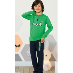 بيجاما ولادي تركية كم طويل لون اخضر HMD-5428