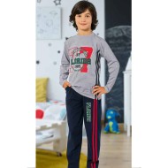 بيجاما ولادي تركية كم طويل لون رمادي HMD-5429