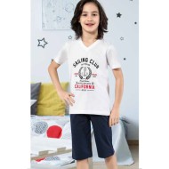 بيجاما كابري ولادي تركية لون ابيض HMD-5431 بيجاما كابري ولادي تركية لون ابيض HMD-5431