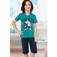 بيجاما كابري ولادي تركية لون تركواز HMD-5432