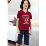 بيجاما كابري ولادي تركية لون عنابي HMD-5434