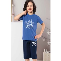 بيجاما كابري ولادي تركية لون ازرق HMD-5435 بيجاما كابري ولادي تركية لون ازرق HMD-5435