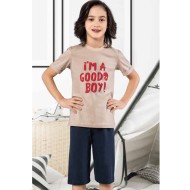 بيجاما كابري ولادي تركية لون بيج HMD-5439