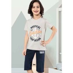 بيجاما كابري ولادي تركية لون بيج HMD-5441 بيجاما كابري ولادي تركية لون بيج HMD-5441