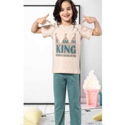 بيجاما ولادي تركية نصف كم لون بيج HMD-5444