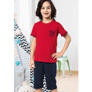 بيجاما كابري ولادي تركية لون احمر HMD-5446