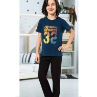 بيجاما ولادي تركية نصف كم لون ازرق غامق HMD-5449