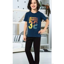 بيجاما ولادي تركية نصف كم لون ازرق غامق HMD-5449