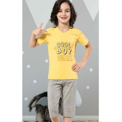 بيجاما كابري ولادي تركية لون اصفر HMD-5451 بيجاما كابري ولادي تركية لون اصفر HMD-5451