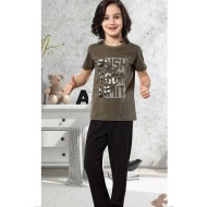 بيجاما ولادي تركية نصف كم لون رمادي HMD-5453