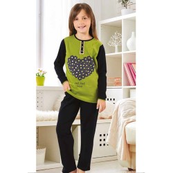 بيجاما بناتي تركية كم طويل لون كيوي HMD-6049 بيجاما بناتي تركية كم طويل لون كيوي HMD-6049