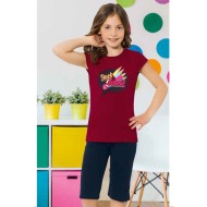 بيجاما كابري بناتي تركية لون عنابي HMD-6078