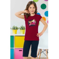 بيجاما كابري بناتي تركية لون عنابي HMD-6078 بيجاما كابري بناتي تركية لون عنابي HMD-6078