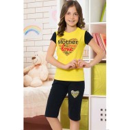 بيجاما كابري بناتي تركية لون اصفر HMD-6079